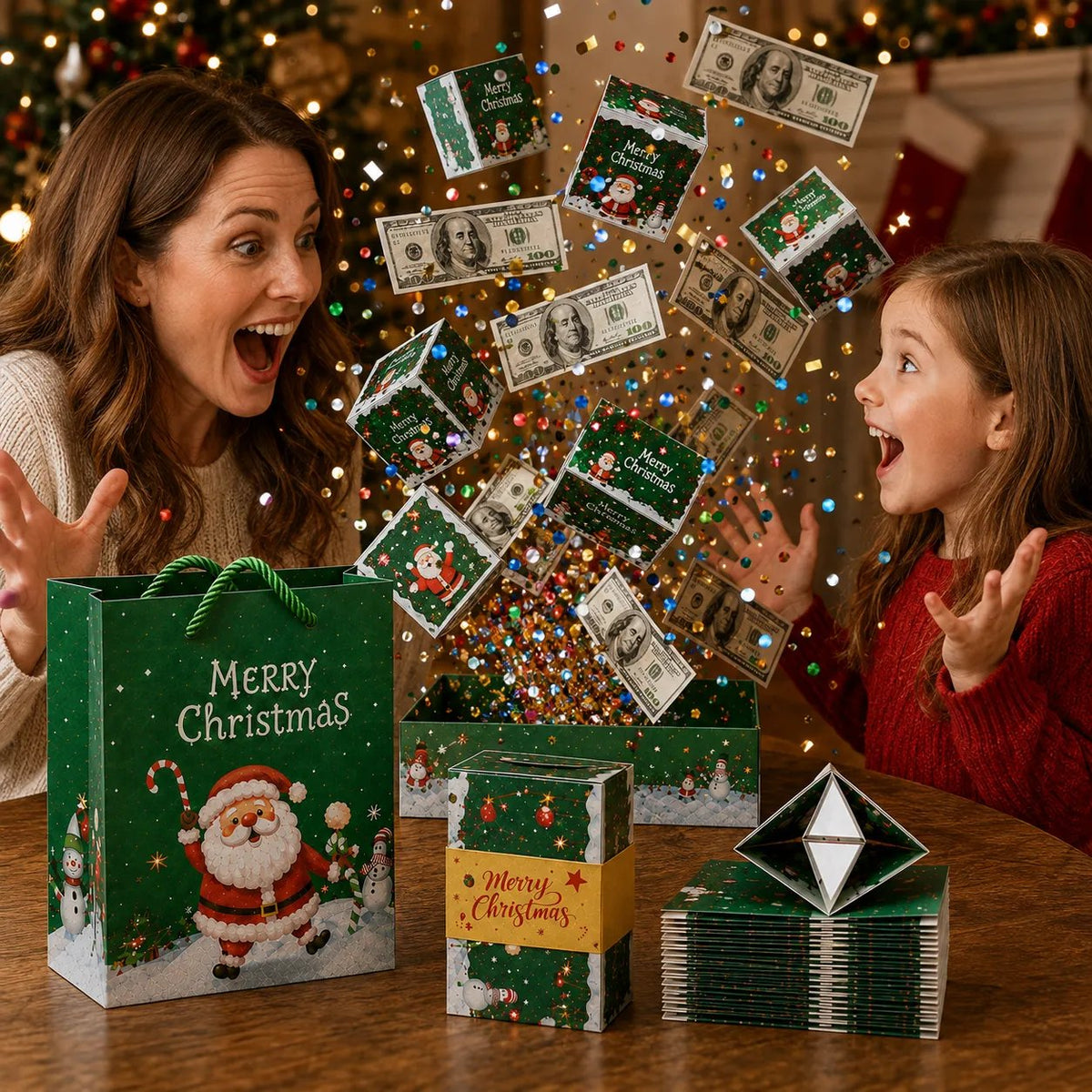🎁 LAST DAY 49% OFF – Pop-Up Surprise Gift Box | Exploding Confetti Gift Box with 6 Flying Cubes, Matching Gift Bag & Hidden Space for Cash, Jewelry or Keepsakes ✨
