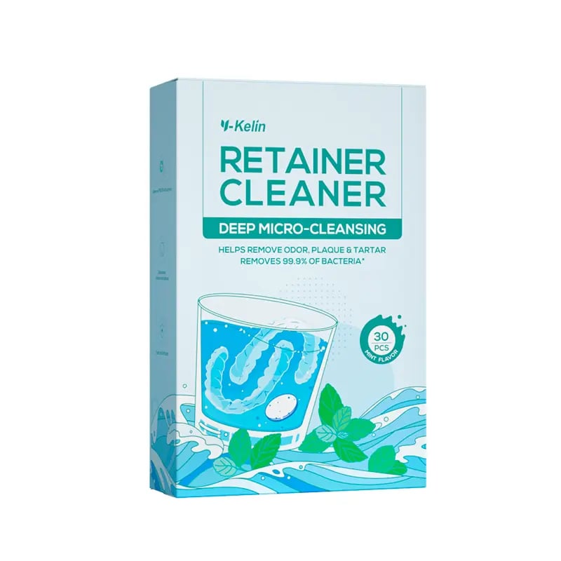 🦷Retainer Cleaner Soak Box with Drain Tray Mirror Brush Travel Storage Case