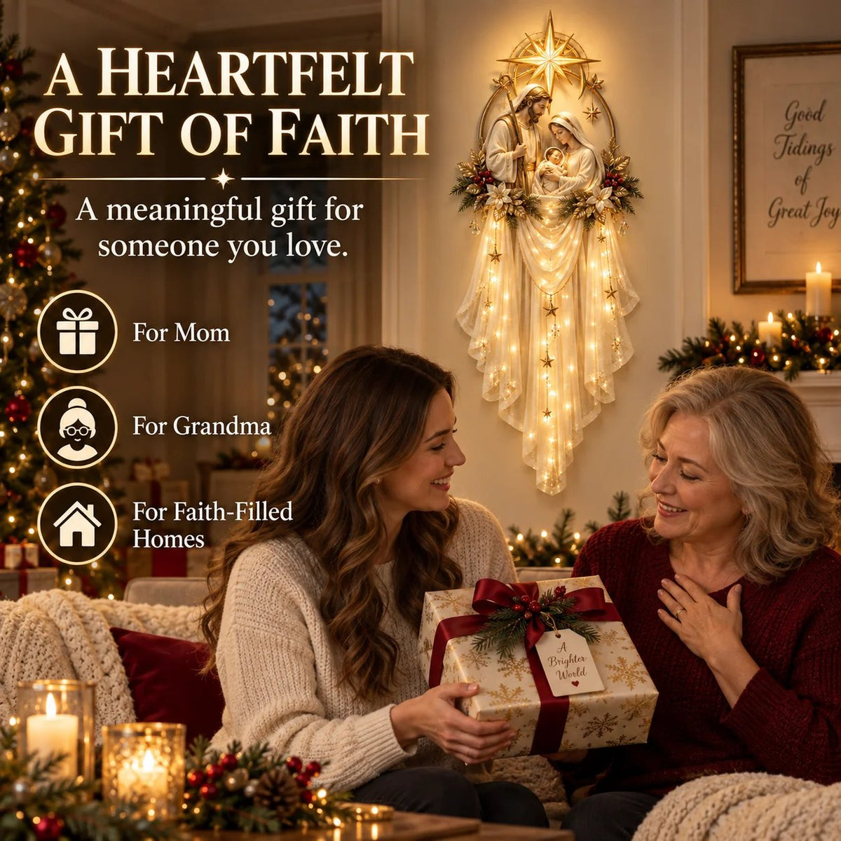 ✨49% OFF Today | Holy Family Star Veil™ – Meaningful Christmas Wall Decor