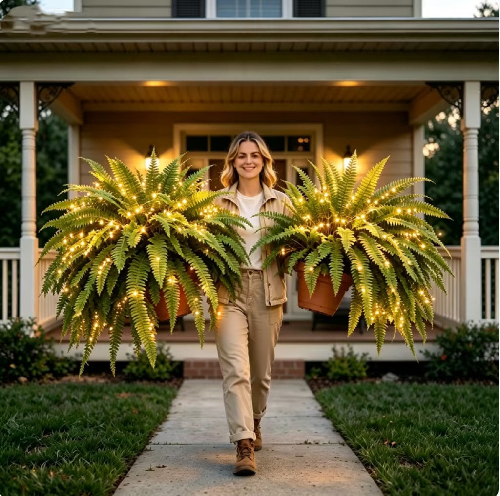 🔥Each $9.99 On Sale Only Today💛Glowing Boston Ferns with Lights – 🌿 Zero Watering, Zero Maintenance