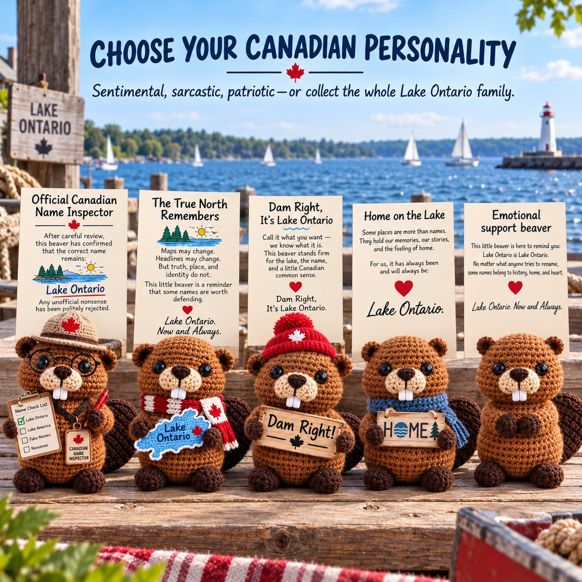 Lake Ontario Emotional Support Beaver | Canadian Crochet Keepsake with Message Card