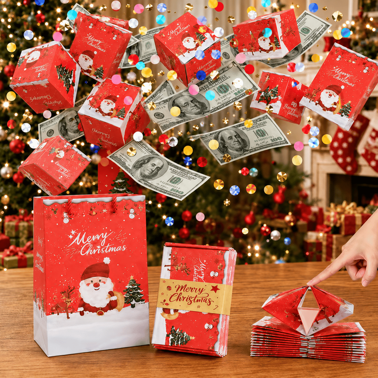 🎁 LAST DAY 49% OFF – Pop-Up Surprise Gift Box | Exploding Confetti Gift Box with 6 Flying Cubes, Matching Gift Bag & Hidden Space for Cash, Jewelry or Keepsakes ✨
