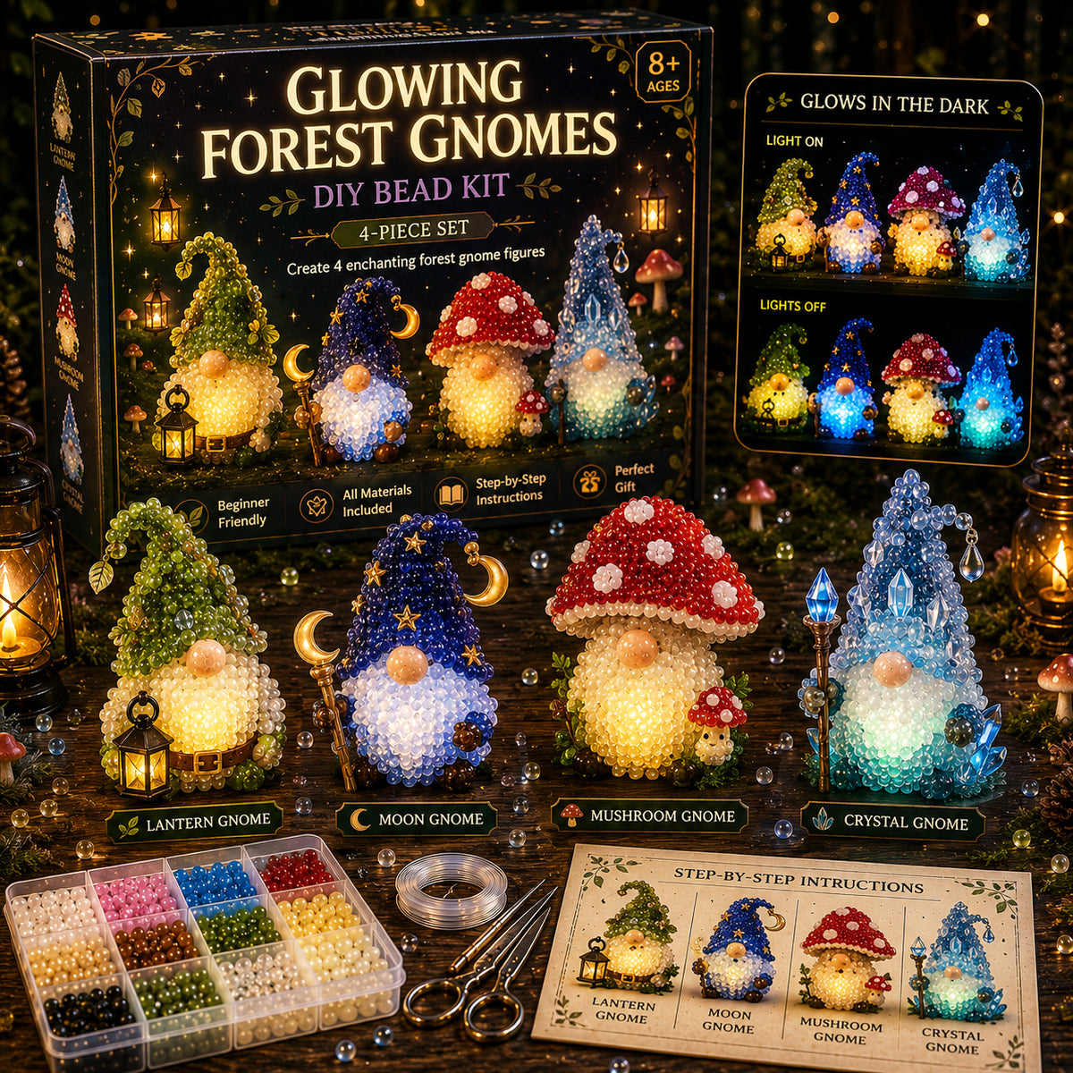 ✨ Glowing Fantasy Spirits DIY Bead Kit – Magical Glow-in-the-Dark Fantasy Character Collection