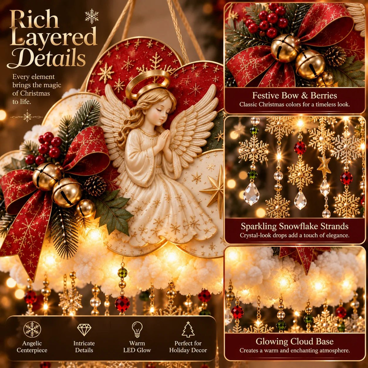 🔥Buy 2 Get 20% OFF🔥✨ Angelic Christmas Snowfall Cloud – Lighted Hanging Holiday Decor☁️✨