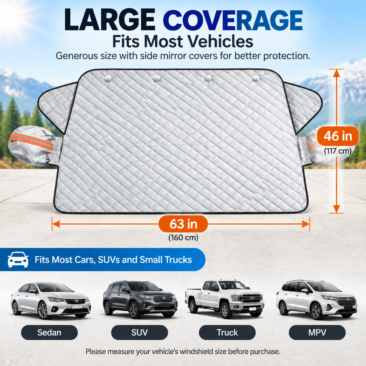 🚗 Magnetic Windshield Cover – All-Season Sun, Snow & Frost Protector for Cars, SUVs & Trucks