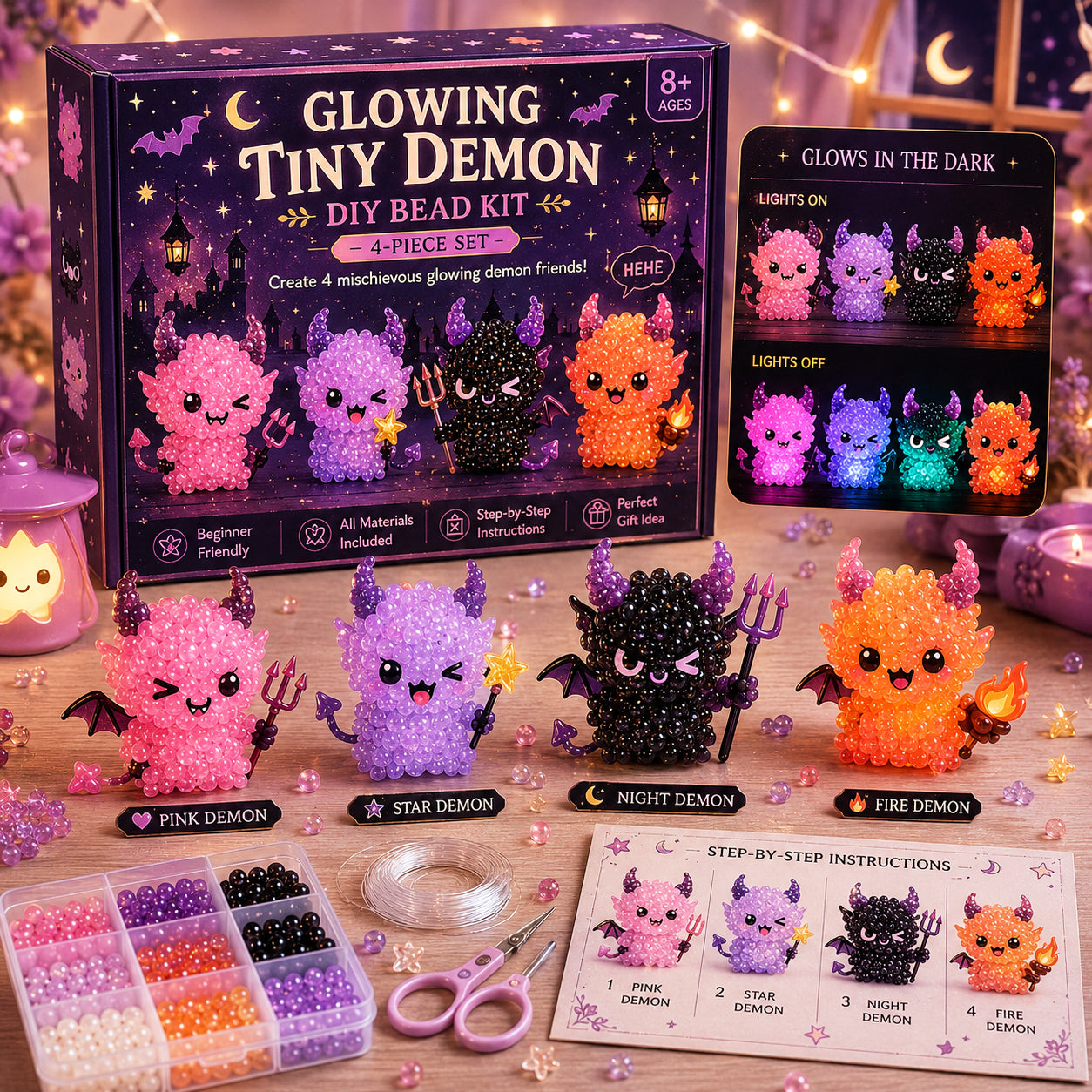 ✨ Glowing Fantasy Spirits DIY Bead Kit – Magical Glow-in-the-Dark Fantasy Character Collection