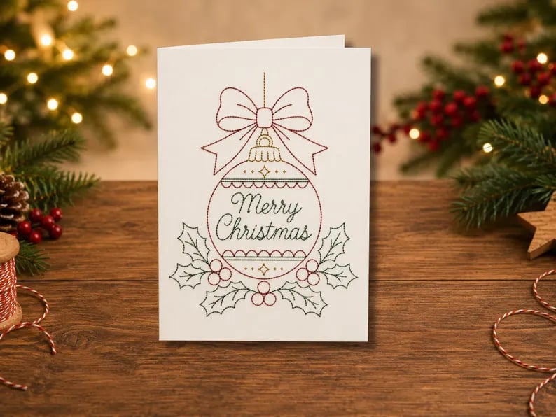 🌲 🪡 Christmas Hand Embroidery Card DIY Kit | Stitch Your Way Into the Christmas Spirit ✨ 🎁