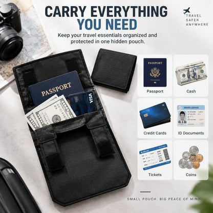 ✈️ Hidden Anti-Theft Passport Pouch – Slim Travel Security Belt Wallet for Cash, Cards & Documents