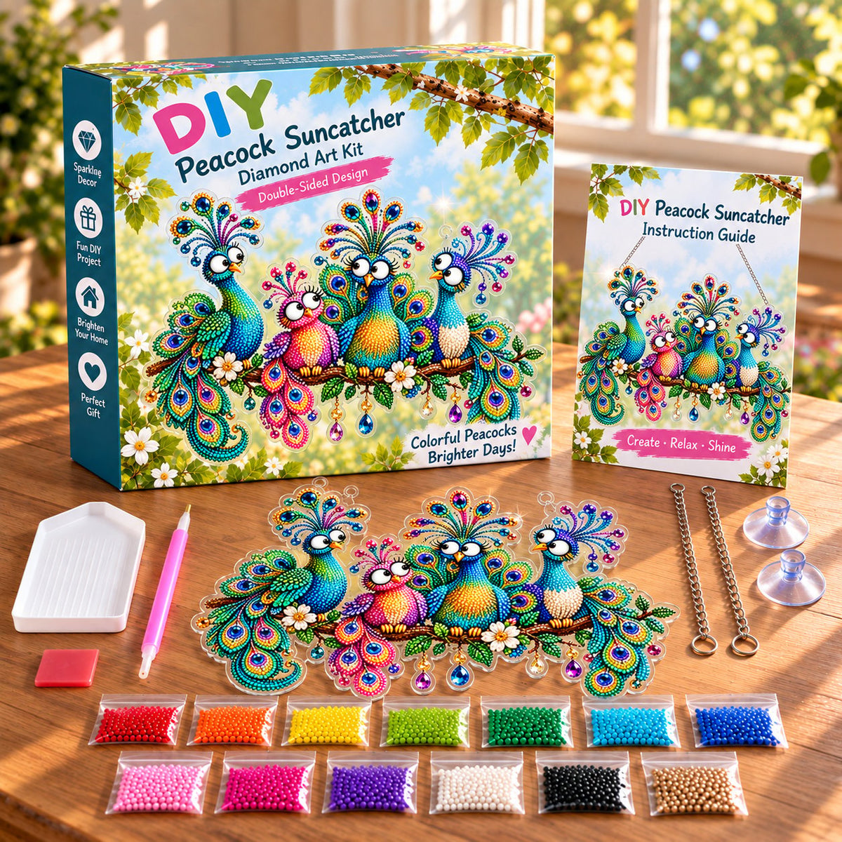 🔥Last Day 50% OFF - 🐦✨ Sunny Birds Diamond Art Suncatcher DIY Kit