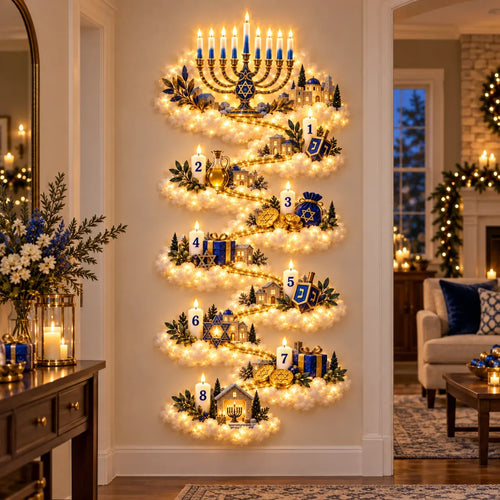 🔥🎁🕎 Hanukkah Festival of Lights Wall Decor Collection – 4 Glowing Designs Celebrating Eight Nights of Light ✨