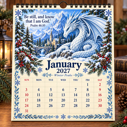 🔥LAST DAY 49% OFF - 🐉📖2027 Dragon Seasons of Faith Calendar – 12 Fantasy Dragons, Scripture & Seasonal Christian Art