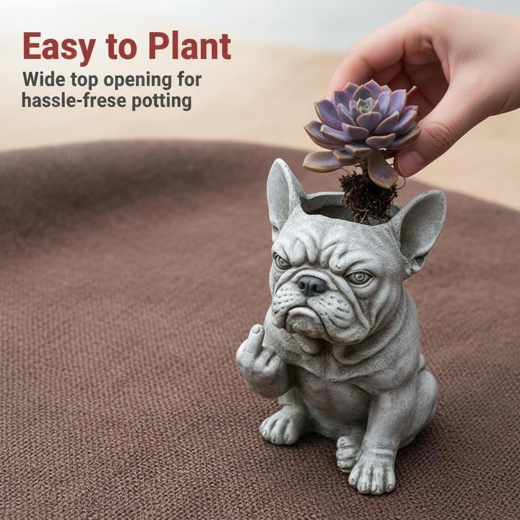 🔥LAST DAY 50% OFF🐶Grumpy French Bulldog Planter🪴