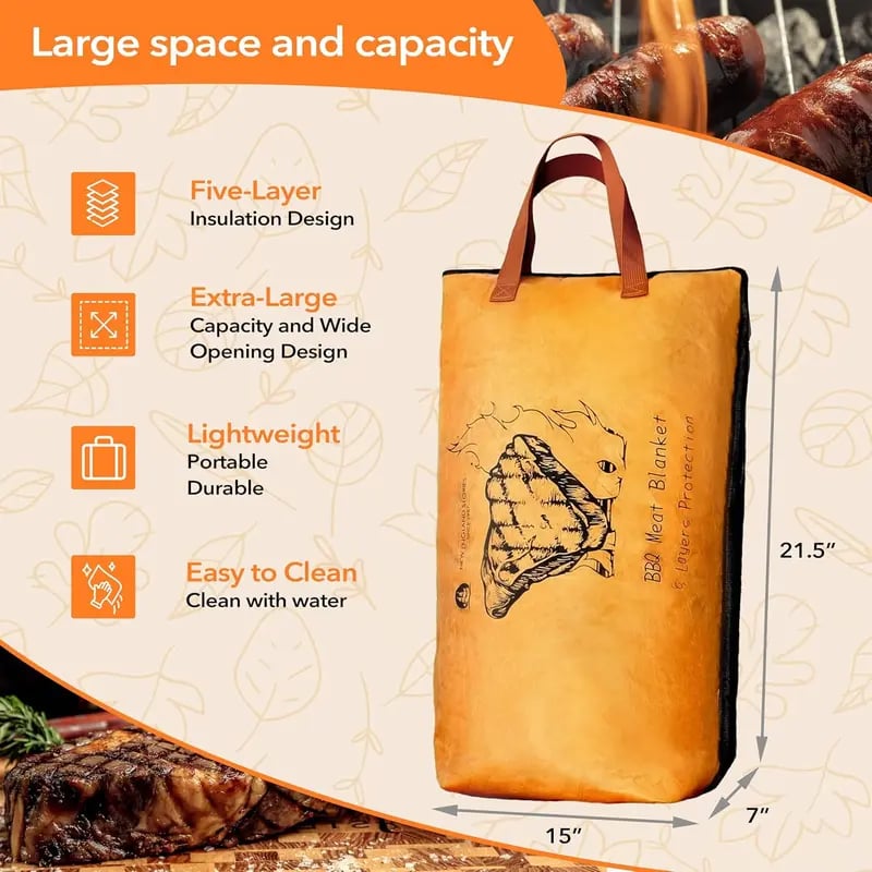 🍖21" BBQ Meat Resting Bag – Lock In Heat & Juices