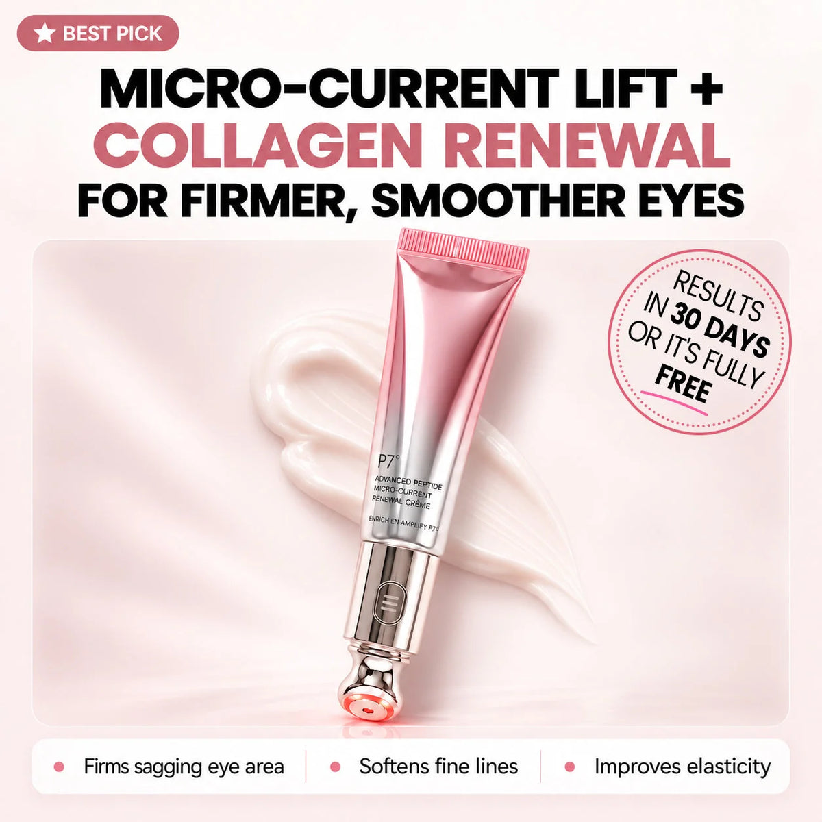 ✨ P7 Eye Renewal Crème™ – 3-in-1 Red Light & EMS Eye Treatment for Fine Lines, Puffiness & Dark Circles