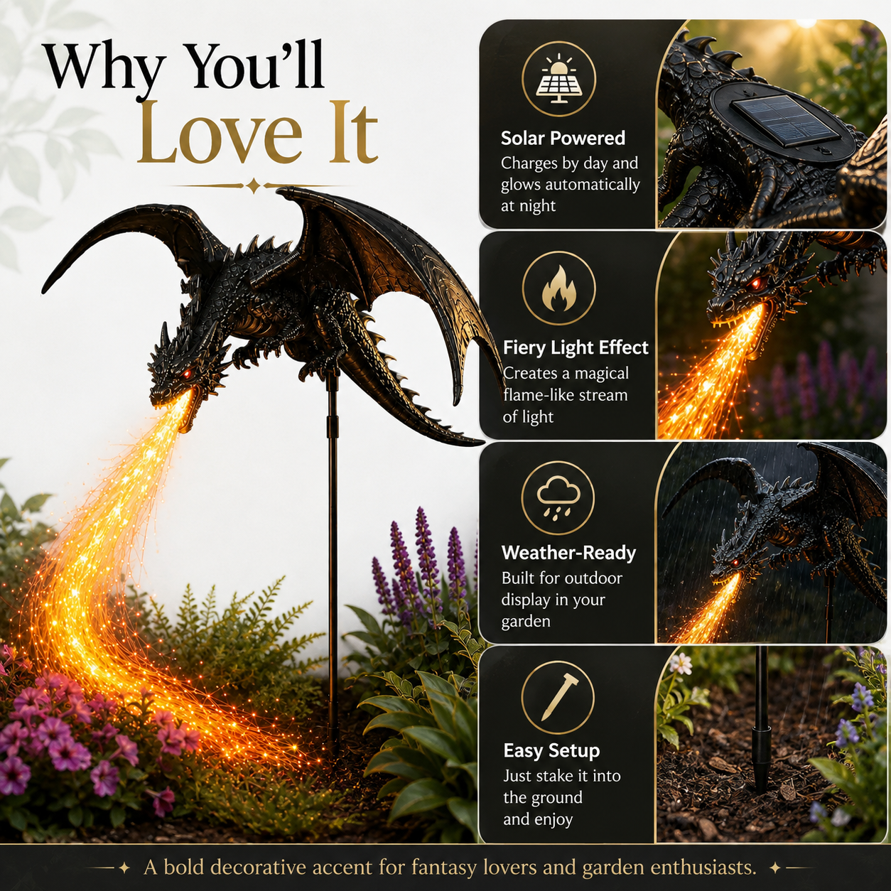⏳ Last Day 49% OFF🐉2027 Fellime®Dragon’s Ember Solar Garden Decor
