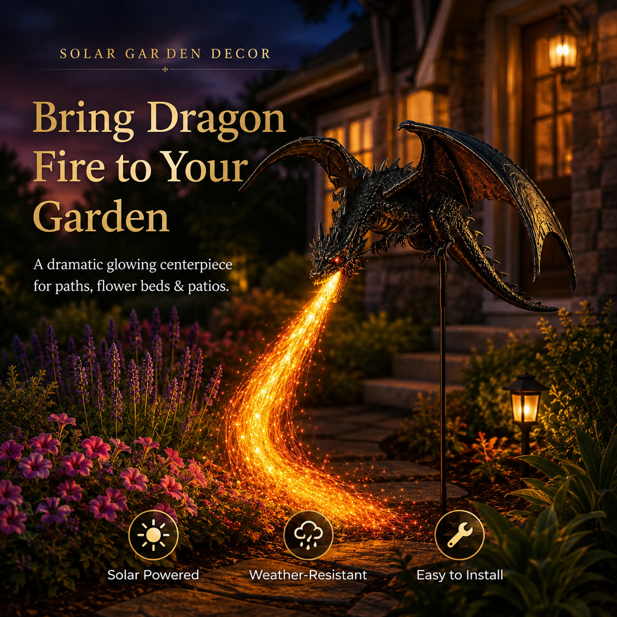 ⏳ Last Day 49% OFF🐉2027 Fellime®Dragon’s Ember Solar Garden Decor