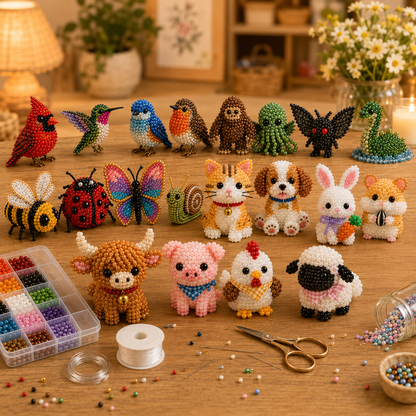 🧵✨ Tiny 3D Beaded Animal DIY Kit