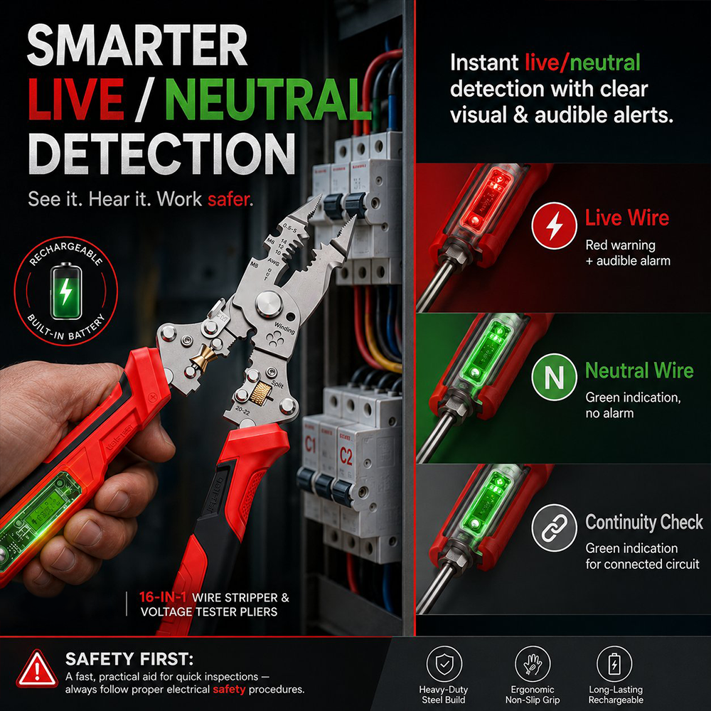 ⚡ 16-in-1 Electrical Pliers with Voltage Tester(✈buy 2 free shipping)