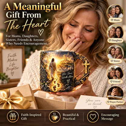 ✝️ Jesus Walks With Me Heat-Reveal Faith Mug – Colour-Changing Christian Coffee Cup with Cross Handle ☕✨
