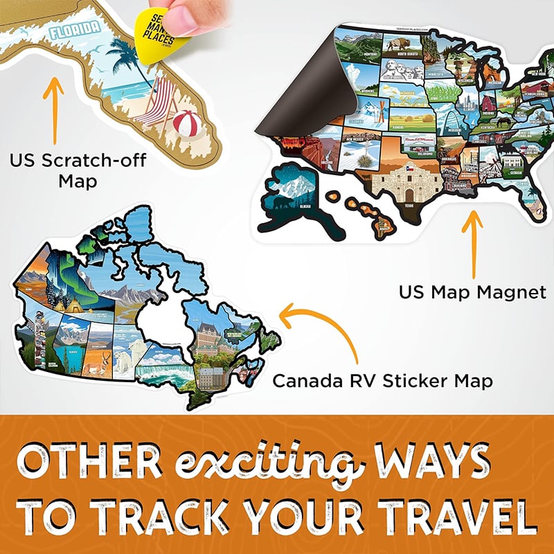 🗺️ RV State Sticker Travel Map – Track Your American Adventures with Style!