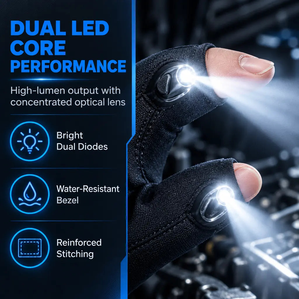 Dual LED finger light close up