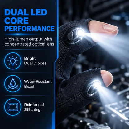 One Pair LED Finger Flashlight Gloves, Hands-Free LED Light Gloves for Fishing,Camping,Repair 🎣