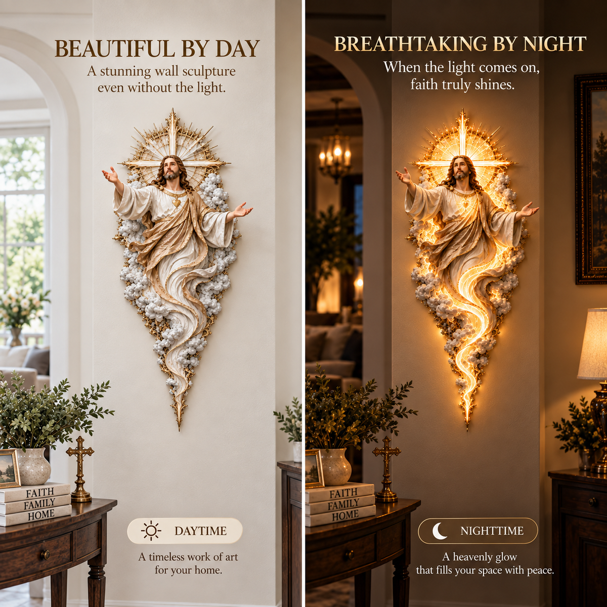 🔥Last Day 50% OFF -  ✝️ Light of the World Jesus Wall Sculpture – A Radiant Symbol of Faith for the Home