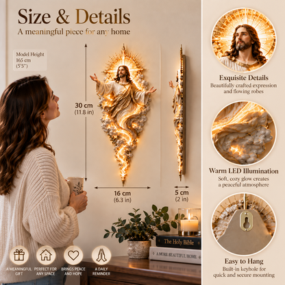 🔥Last Day 50% OFF -  ✝️ Light of the World Jesus Wall Sculpture – A Radiant Symbol of Faith for the Home