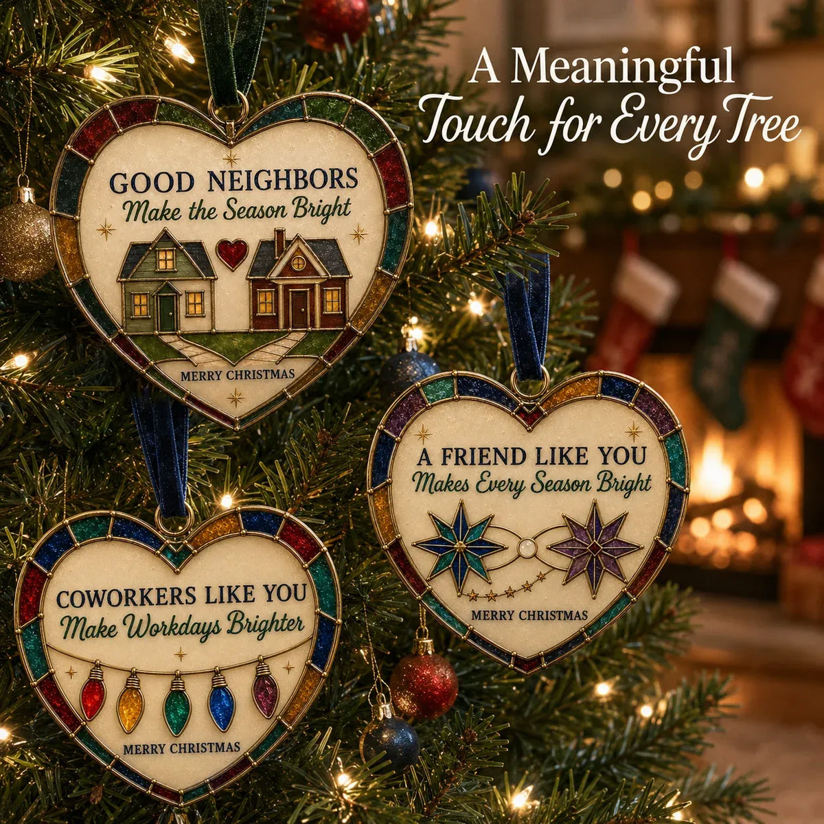 ⏳ Last Day 49% OFF – ❤️ Christmas Heart Ornament Collection | 7 Stained-Glass-Inspired Designs with Meaningful Messages for Mom, Grandma, Sister, Teachers, Coworkers, Neighbors & Friends 🎄