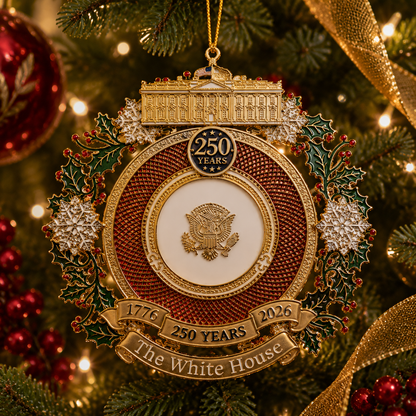 🔥Last 30pcs✨⏰ Limited anniversary edition✨49% OFF!🔥White House 250th Anniversary Commemorative Medal Christmas Tree Ornament