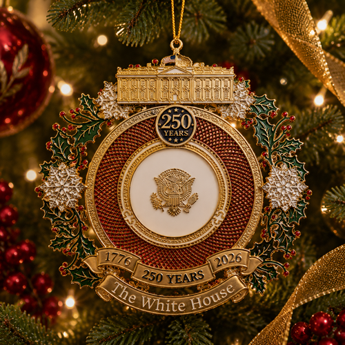 🔥Last 30pcs✨⏰ Limited anniversary edition✨49% OFF!🔥White House 250th Anniversary Commemorative Medal Christmas Tree Ornament