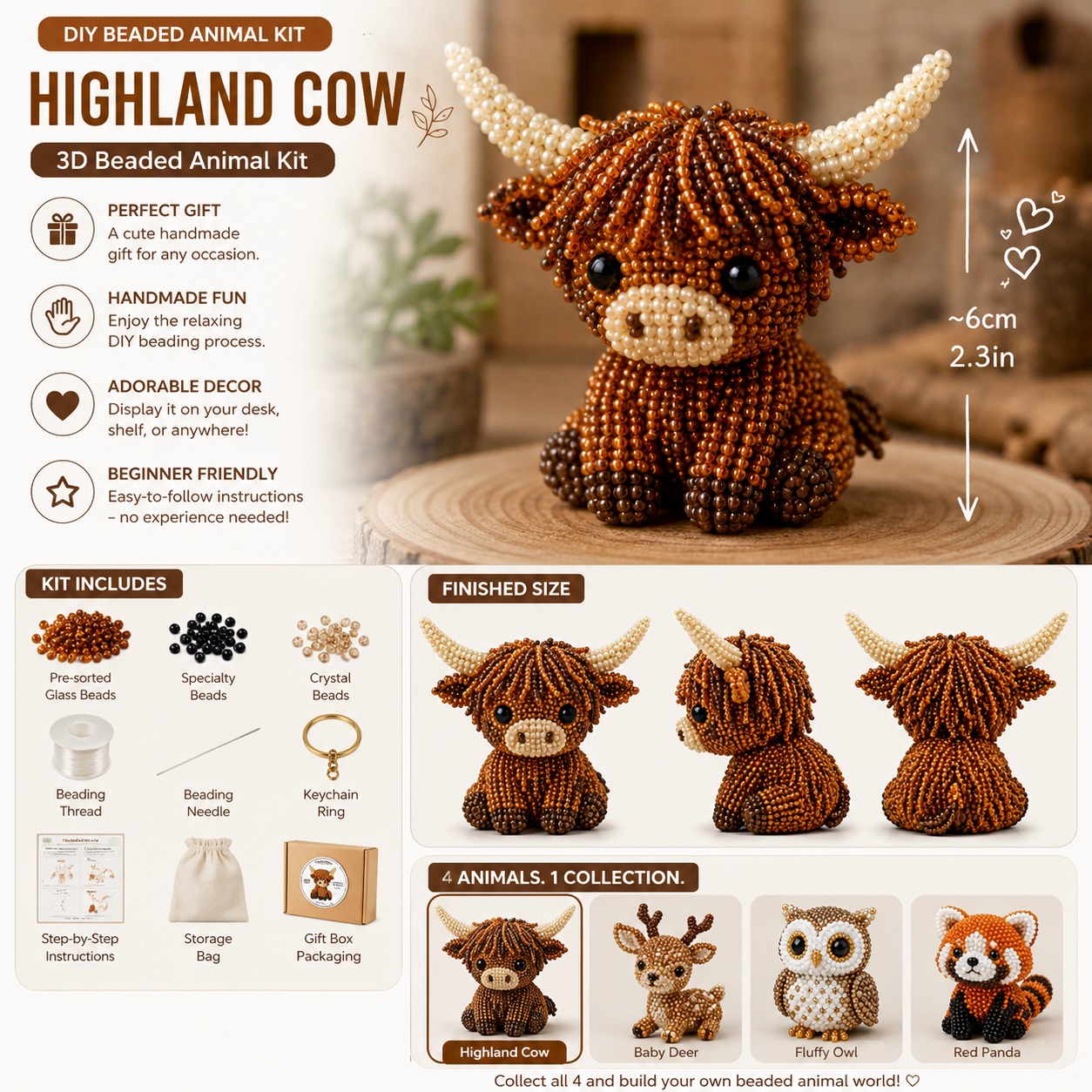 🧵✨ Tiny 3D Beaded Animal DIY Kit