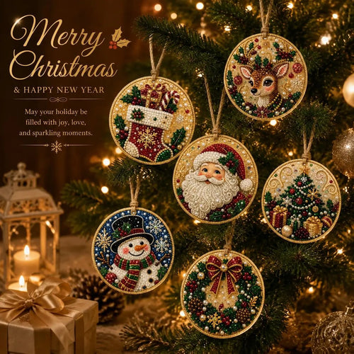 🔥Hot Sale 49% Off🎄Christmas DIY Diamond Painting Ornaments Kit (6-Piece) – Xmas Tree Hanging Craft Decoration