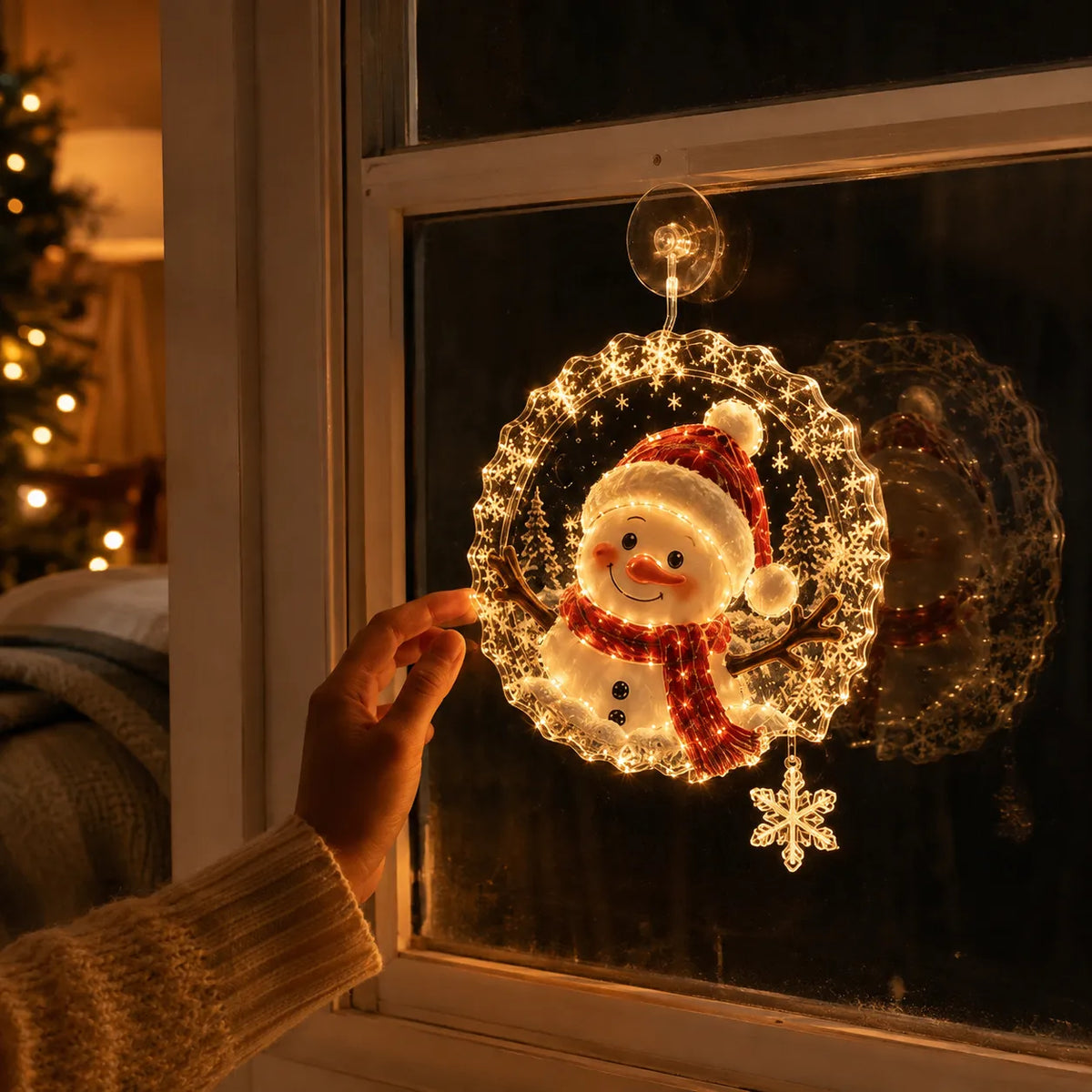 ⏳ Last Day 49% OFF – 🎄Lighted Christmas Window Decoration with Suction Cup | Warm LED Window Light with Double-Layer Design & Multiple Festive Styles ✨