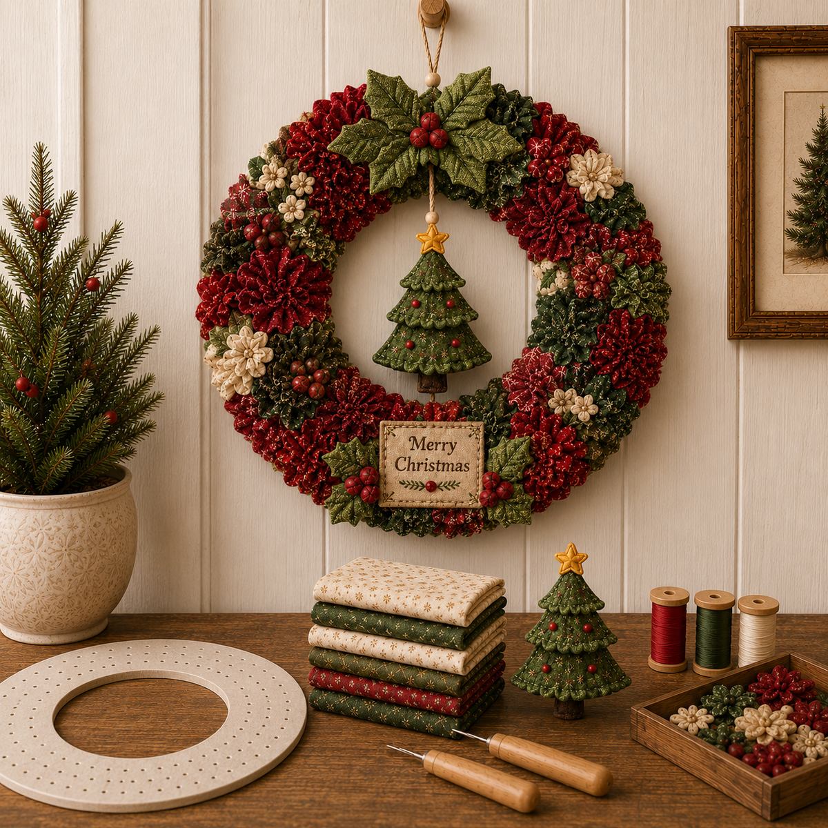 🎄 Christmas Classics Fabric Wreath DIY Kit