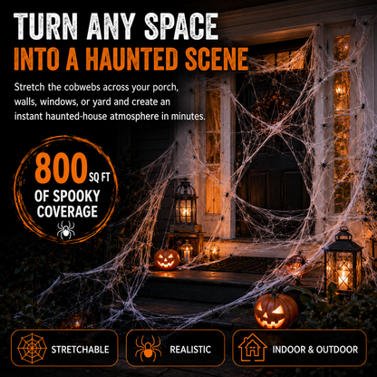 🕷️800 Sq Ft Stretchable Fake Spider Cobwebs