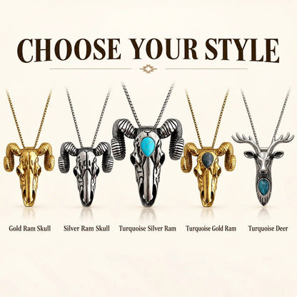 🐐 ✨ Western Skull Pendant Necklace & Belt Clip