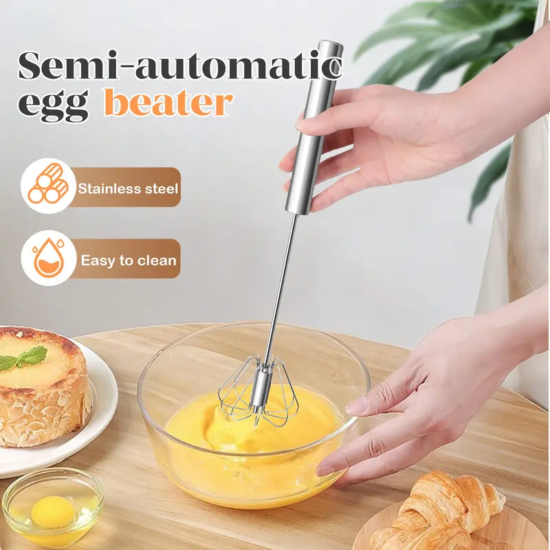 🔥 Last Day 49% OFF - 🥄 Hand-Push Rotary Whisk | Fast Mixing With Less Effort
