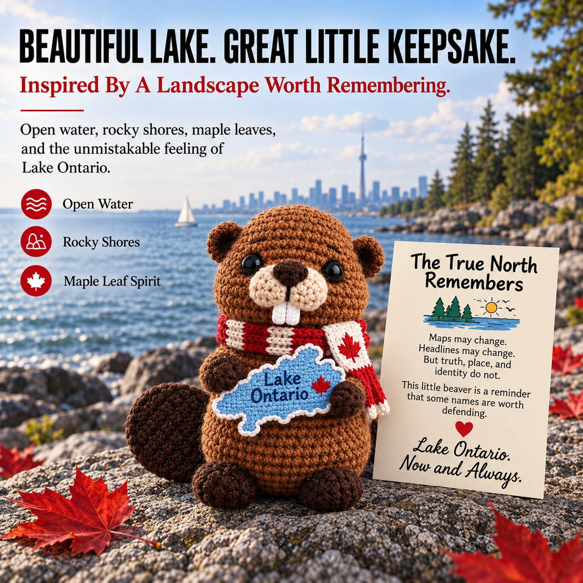 Lake Ontario Emotional Support Beaver | Canadian Crochet Keepsake with Message Card