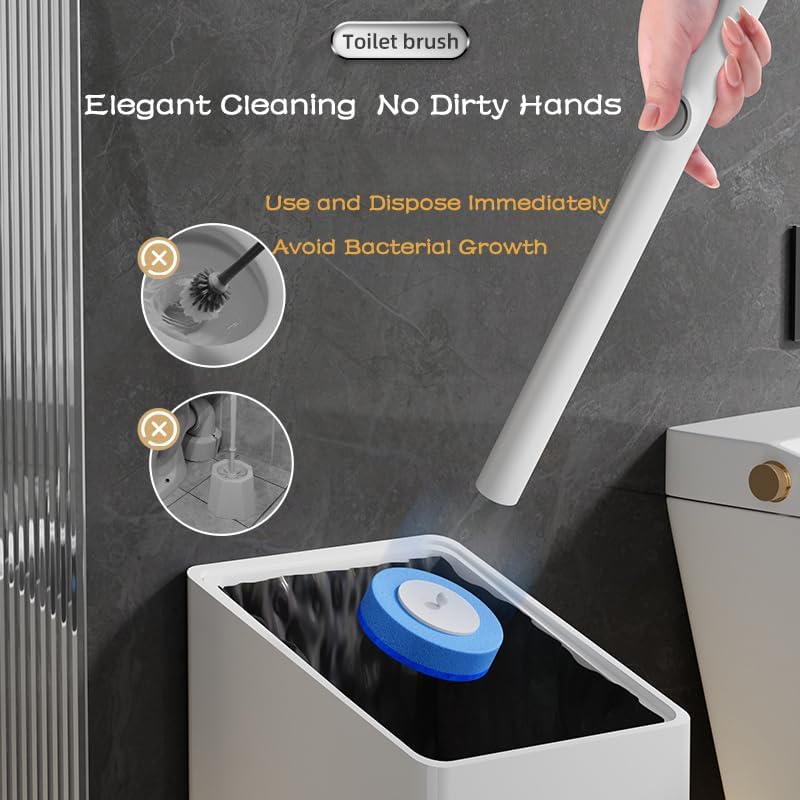 Disposable Toilet Brush Kit with Refills – Wall-Mount Toilet Cleaning System