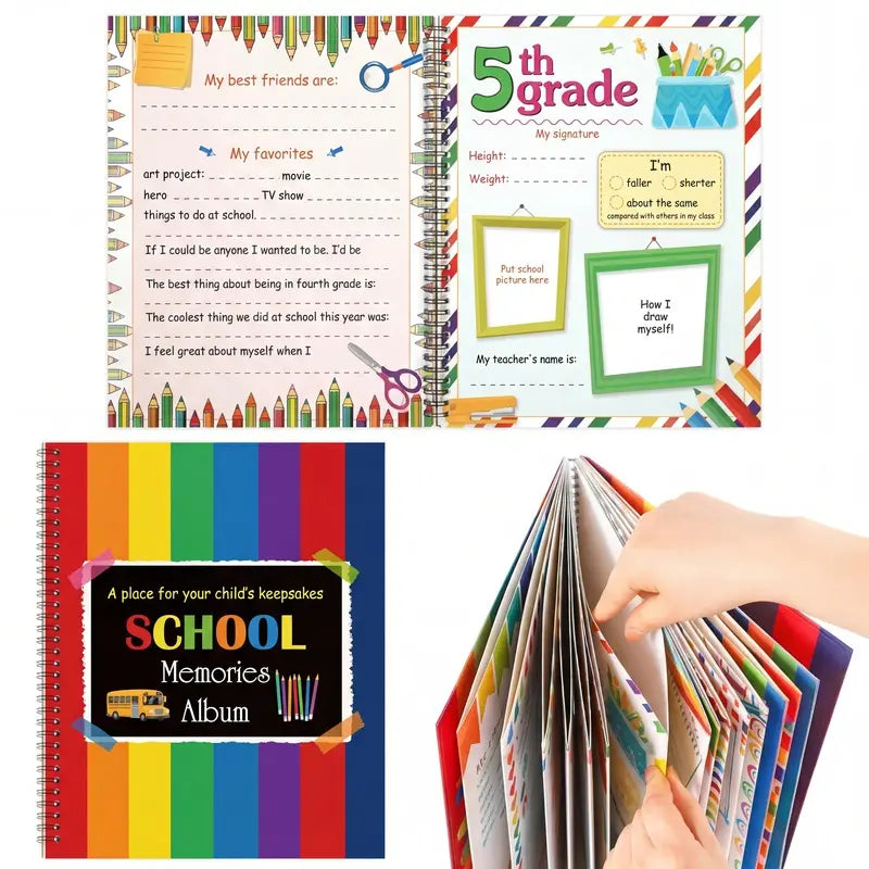 📚❤️School Memory Book - Preschool to 12th Grade Keepsake Album for Cherished School Photos & Childhood Memories