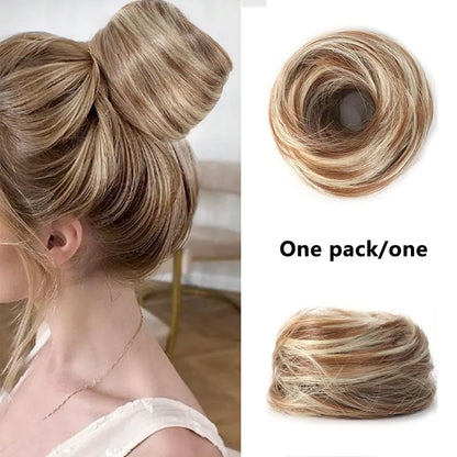 Synthetic Messy Bun Hair Piece for Women, Curly Updo Scrunchie Extension for Instant Volume and a High Crown