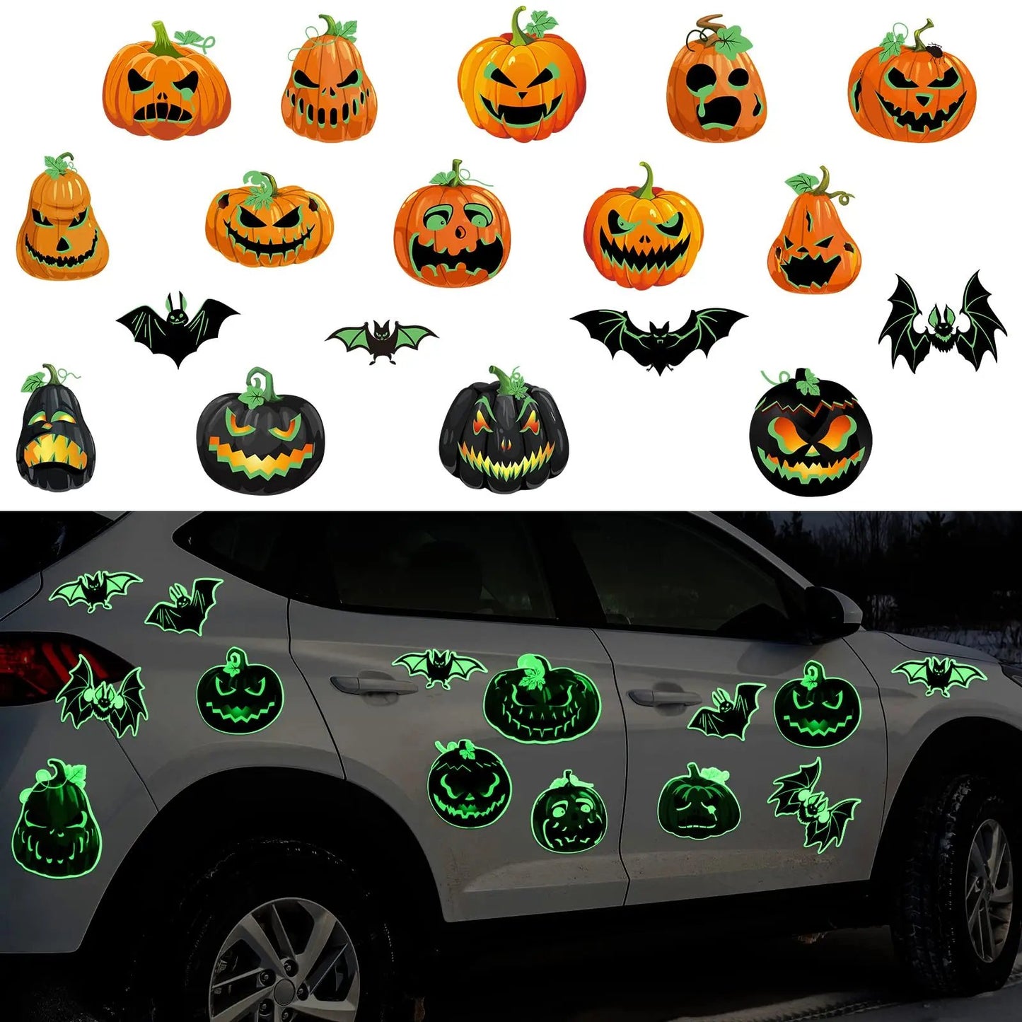 🎃 Luminous Halloween Magnetic Decor Set for Cars & Garage Doors 👻✨