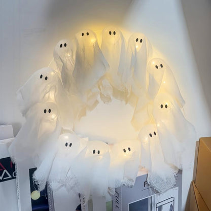 👻15.75" Halloween Lit Ghosts Wreath