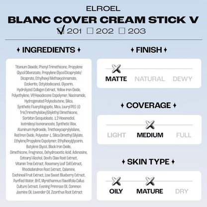 🎁✨Cream Stick V White Korean Color-Changing Foundation Stick with Volufiline