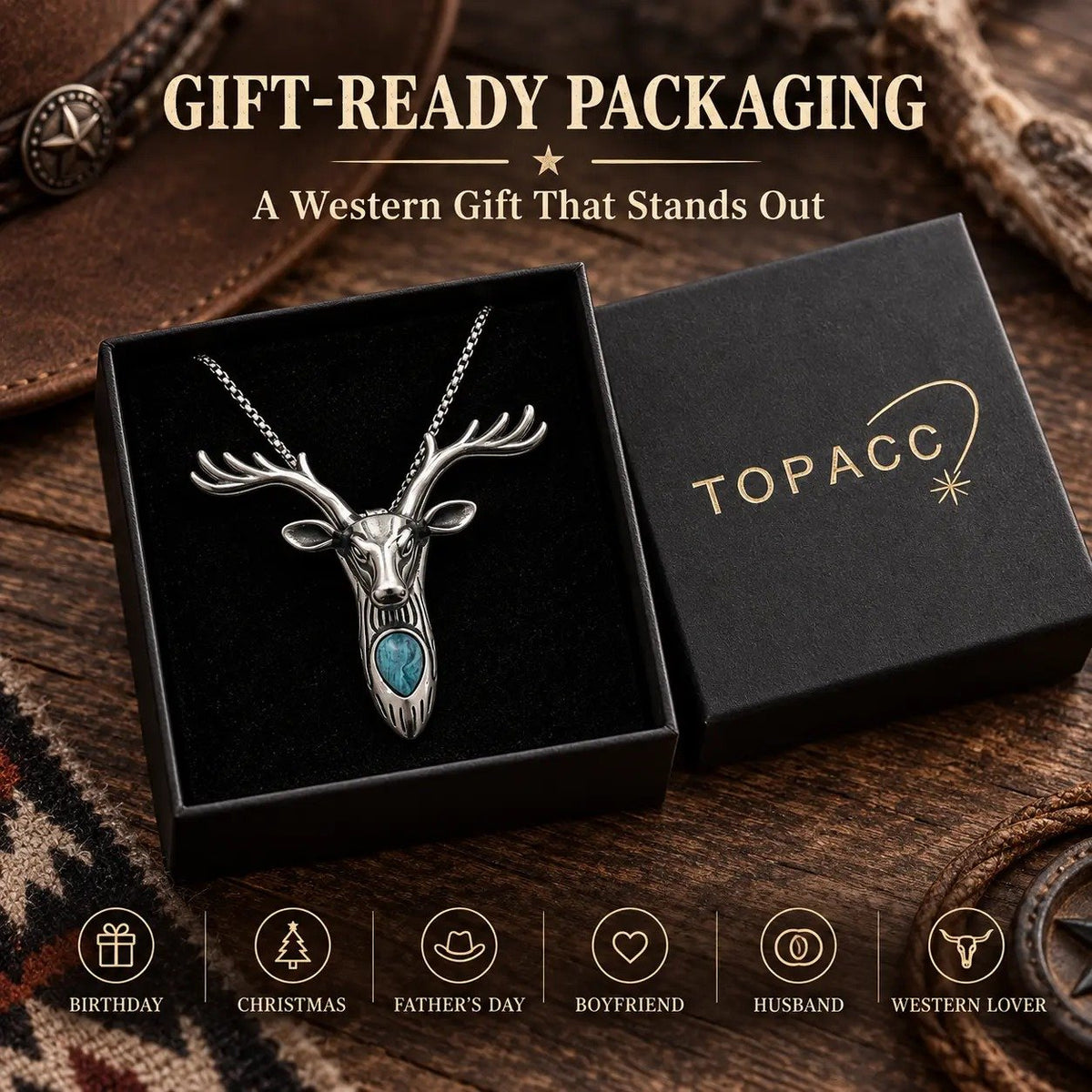 🐐 ✨ Western Skull Pendant Necklace & Belt Clip