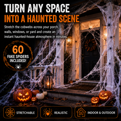 🕷️800 Sq Ft Stretchable Fake Spider Cobwebs