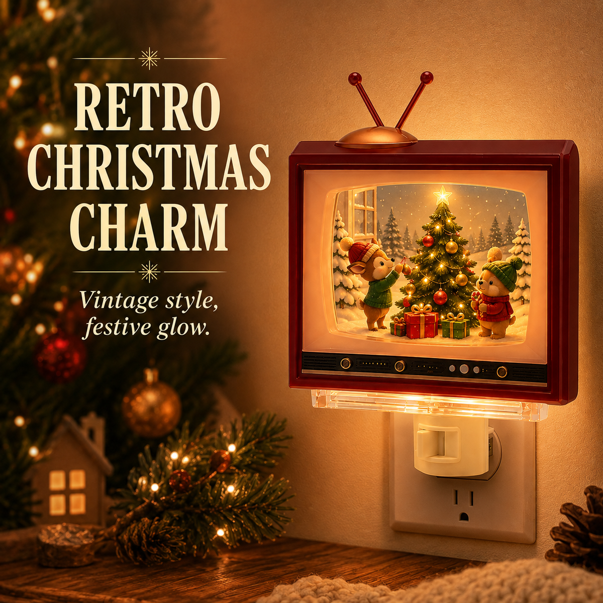 🎄Retro Christmas TV Plug-In Night Light