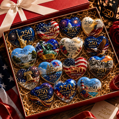 🇺🇸 250th Anniversary Commemorative Heart Ornament Collection | 15-Piece Patriotic Keepsake Set🎁Buy 2 Free Shipping