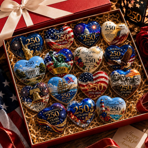 🇺🇸 250th Anniversary Commemorative Heart Ornament Collection | 15-Piece Patriotic Keepsake Set🎁Buy 2 Free Shipping